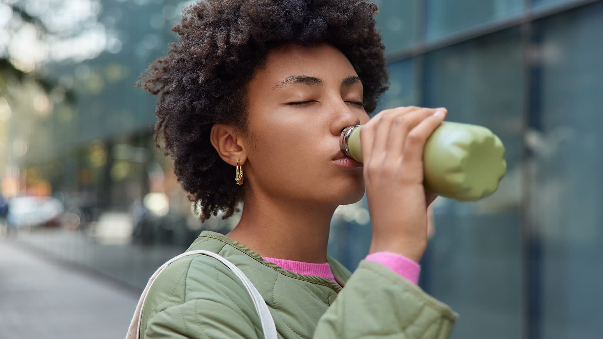 Woman Green Bottle